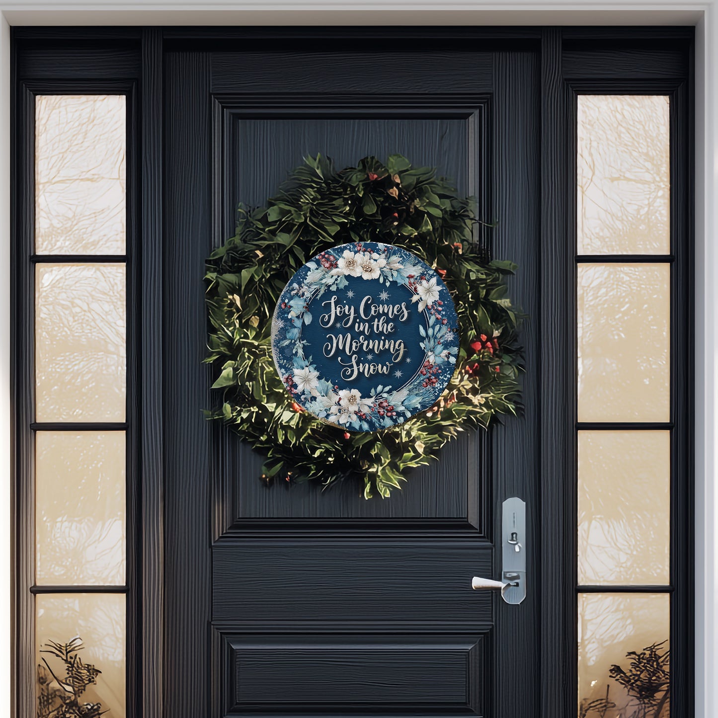 Winter Farmhouse Wall Art | Rustic Joy Comes in the Morning Sign