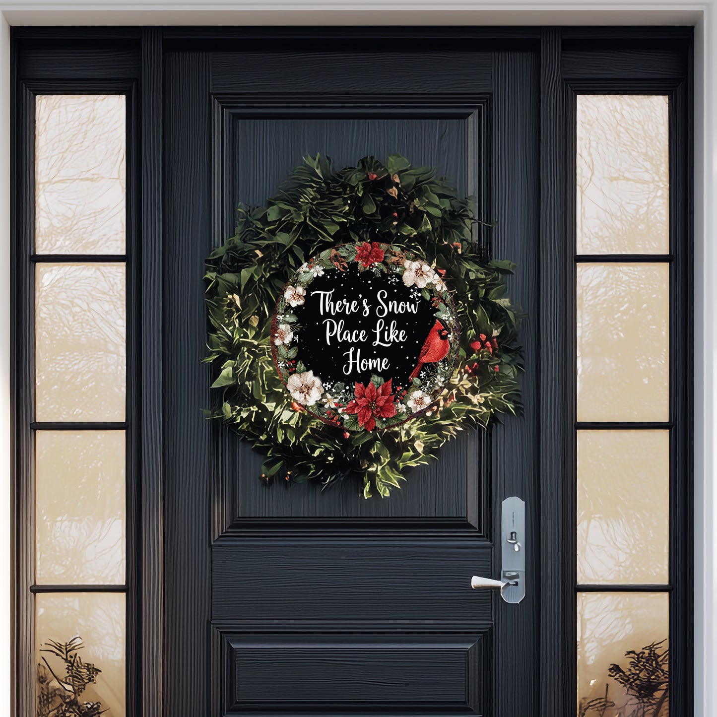 Winter Round Door Sign | Farmhouse 'Snow Place Like Home' Wall Decor