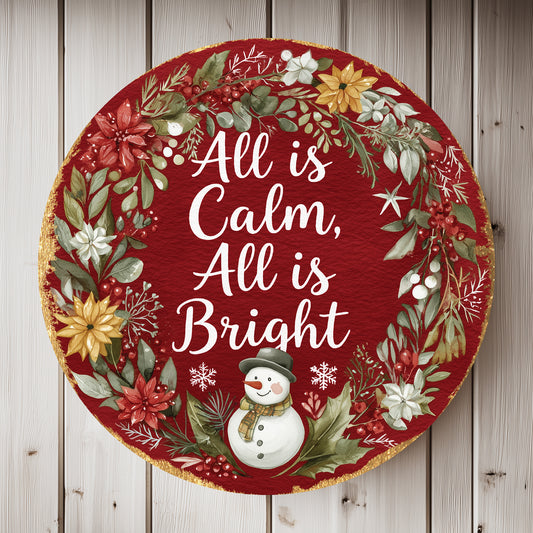 Calm Winter Door Sign | Farmhouse 'All Is Bright' Holiday Decor
