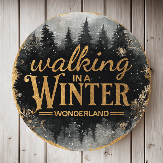 Enchanting Winter Wonderland Round Door Sign | Festive Holiday Porch Decor