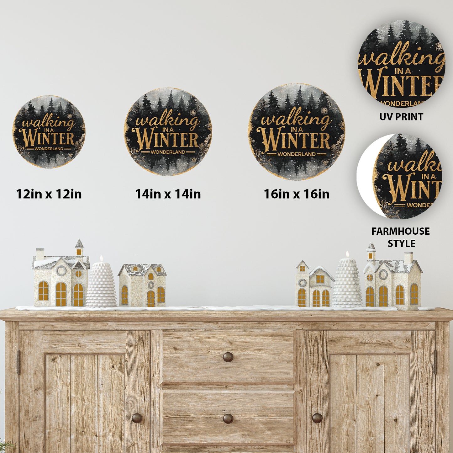 Enchanting Winter Wonderland Round Door Sign | Festive Holiday Porch Decor