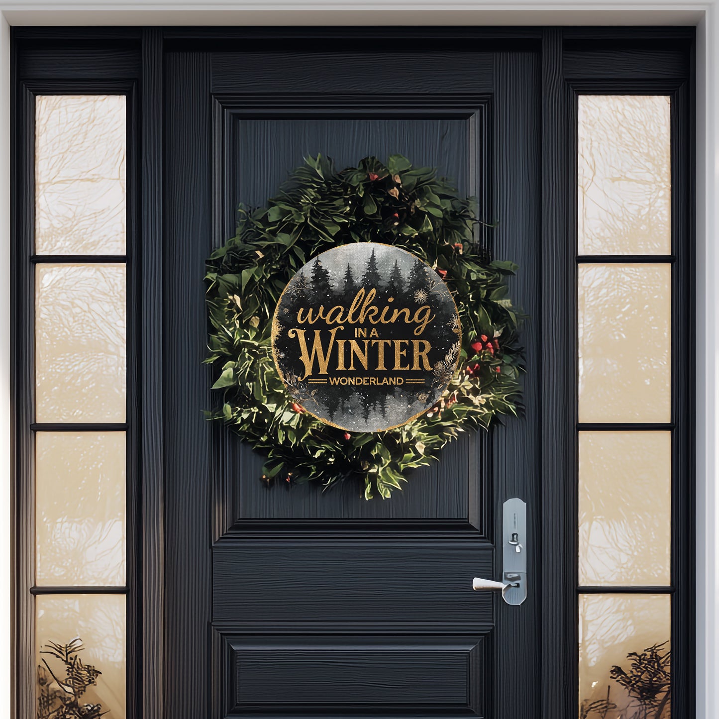 Enchanting Winter Wonderland Round Door Sign | Festive Holiday Porch Decor