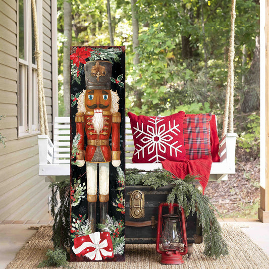 Elegant Watercolor Nutcracker Christmas Porch Sign | Festive Winter Welcome