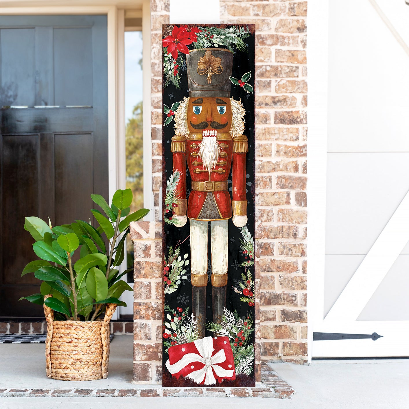 Elegant Watercolor Nutcracker Christmas Porch Sign | Festive Winter Welcome
