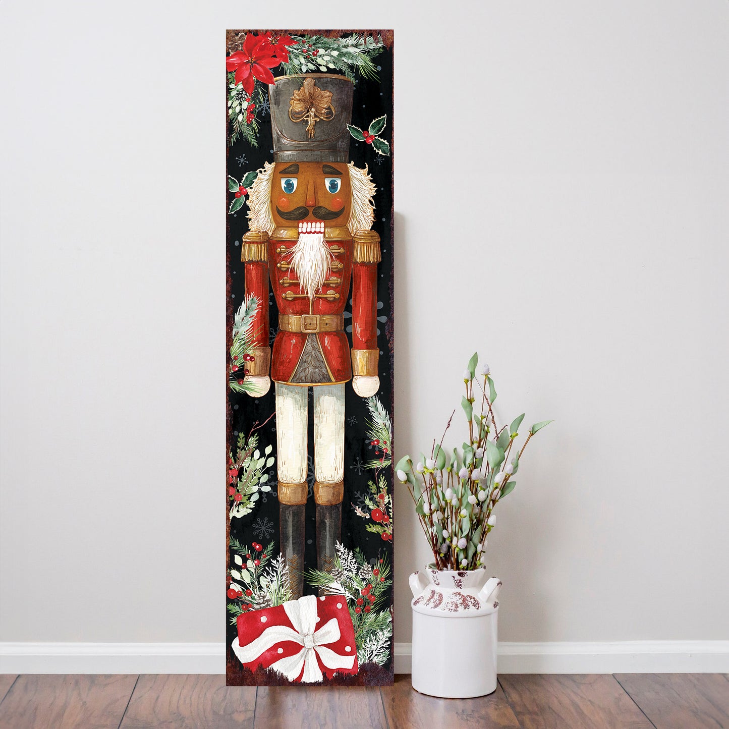 Elegant Watercolor Nutcracker Christmas Porch Sign | Festive Winter Welcome