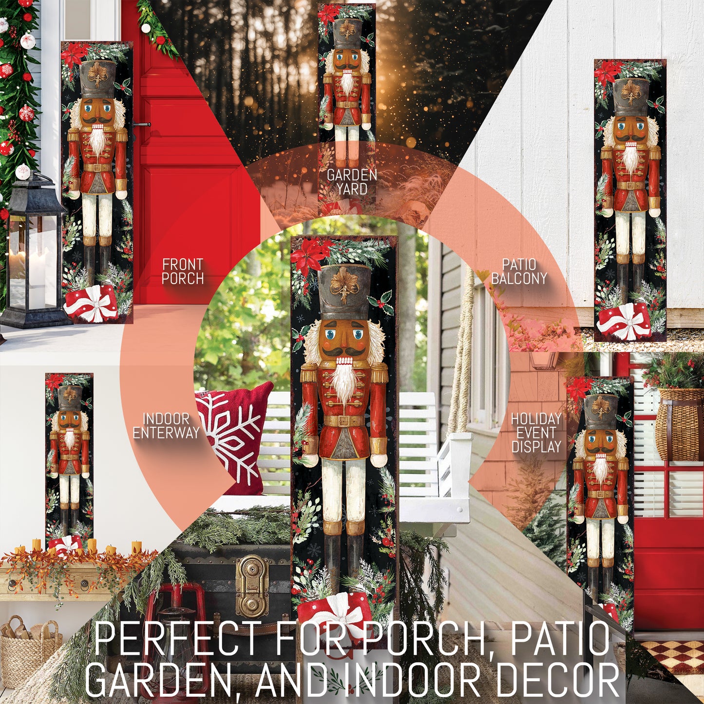 Elegant Watercolor Nutcracker Christmas Porch Sign | Festive Winter Welcome