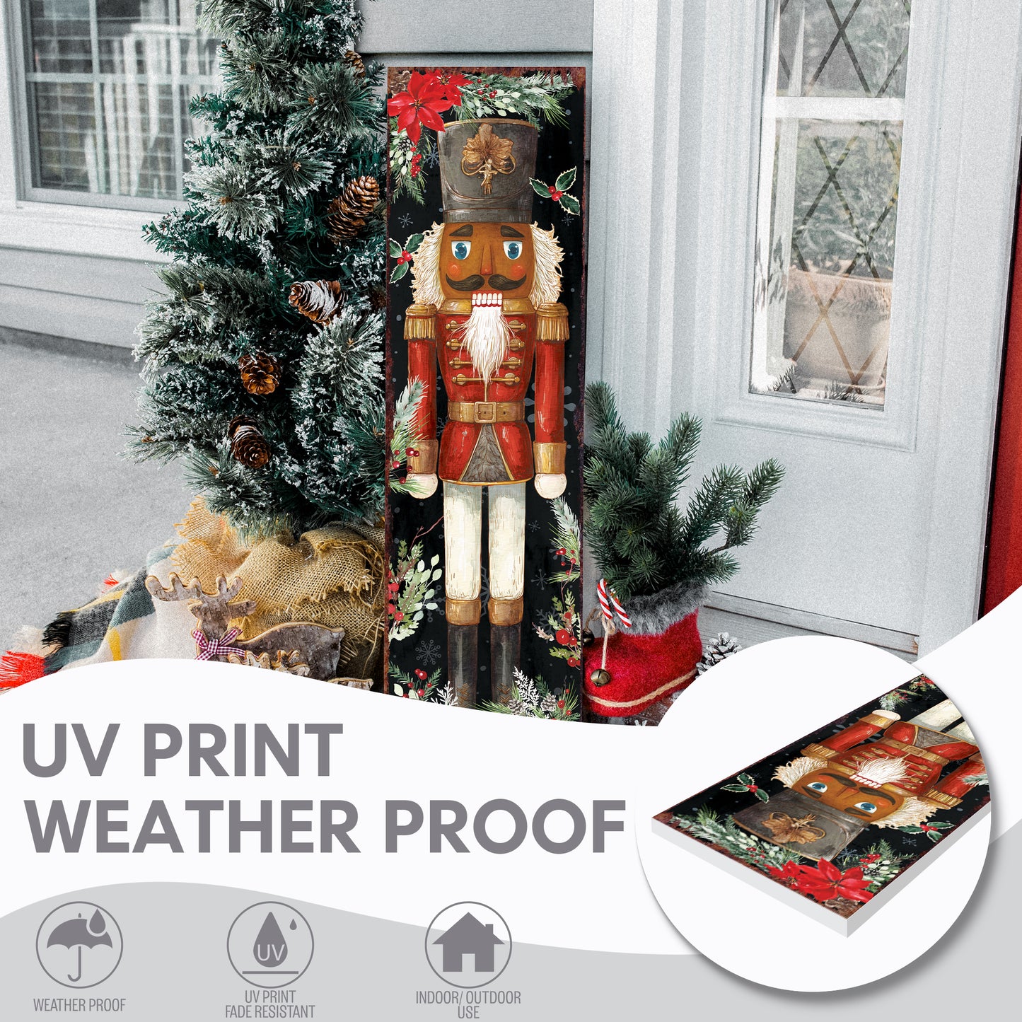 Elegant Watercolor Nutcracker Christmas Porch Sign | Festive Winter Welcome