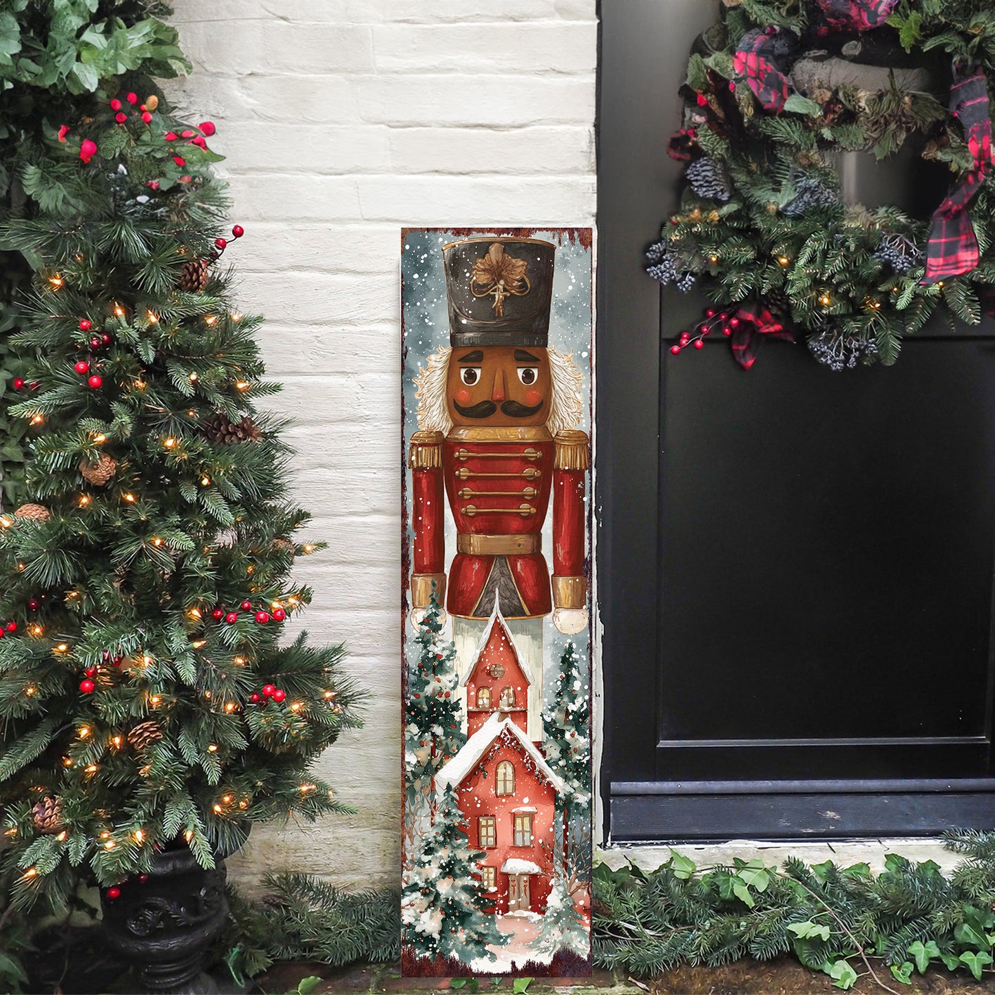 Nutcracker Christmas Porch Sign | Elegant Watercolor Holiday Decor