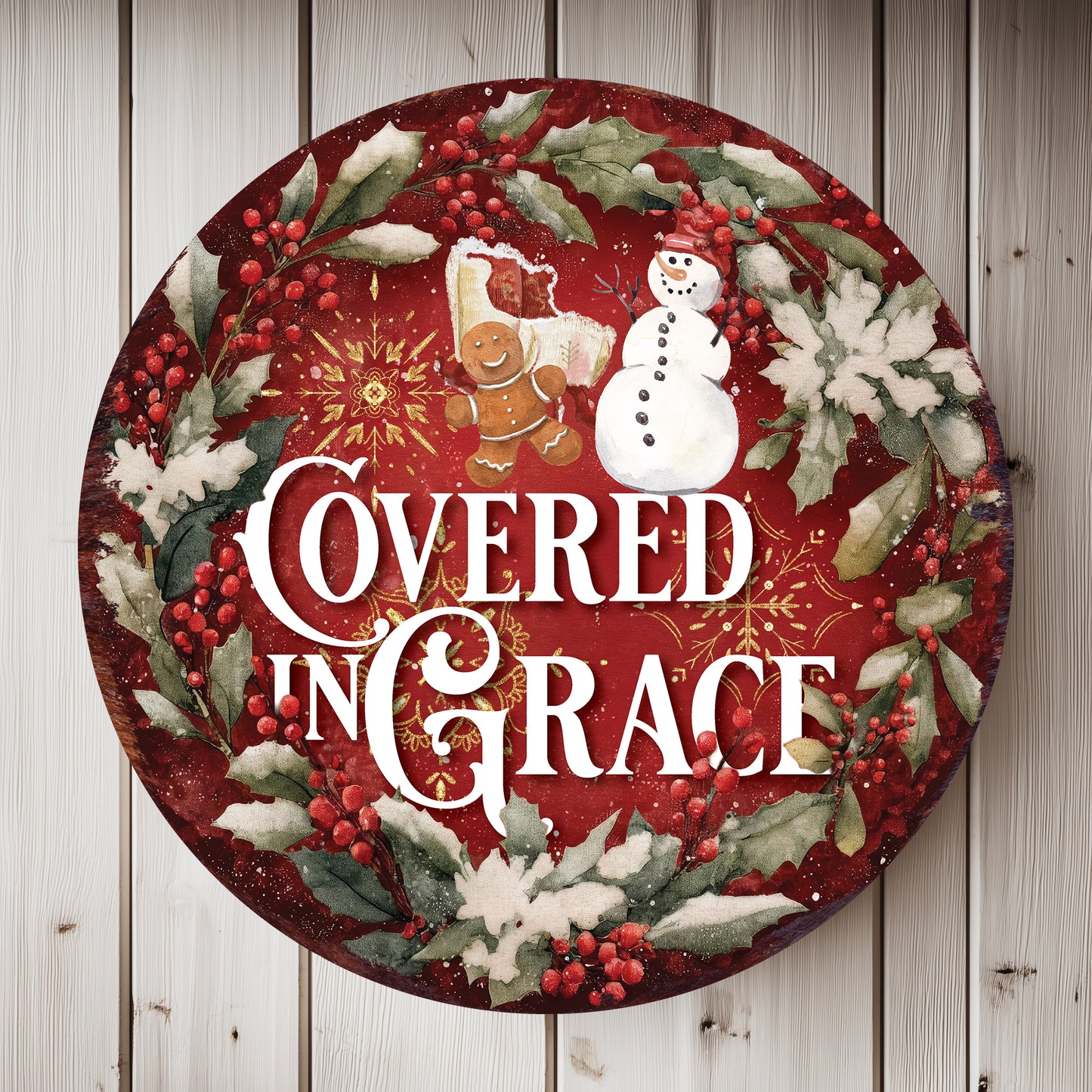 Uplifting Winter Grace Wall Sign | Round Christian Scripture Decor