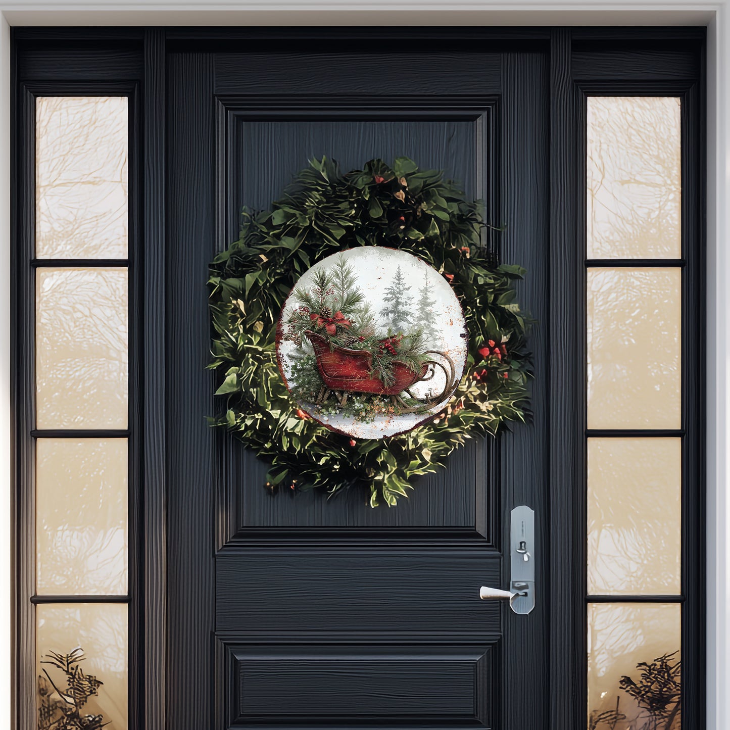 Christmas Sleigh Wall Sign | Festive Round Holiday Decor for Home