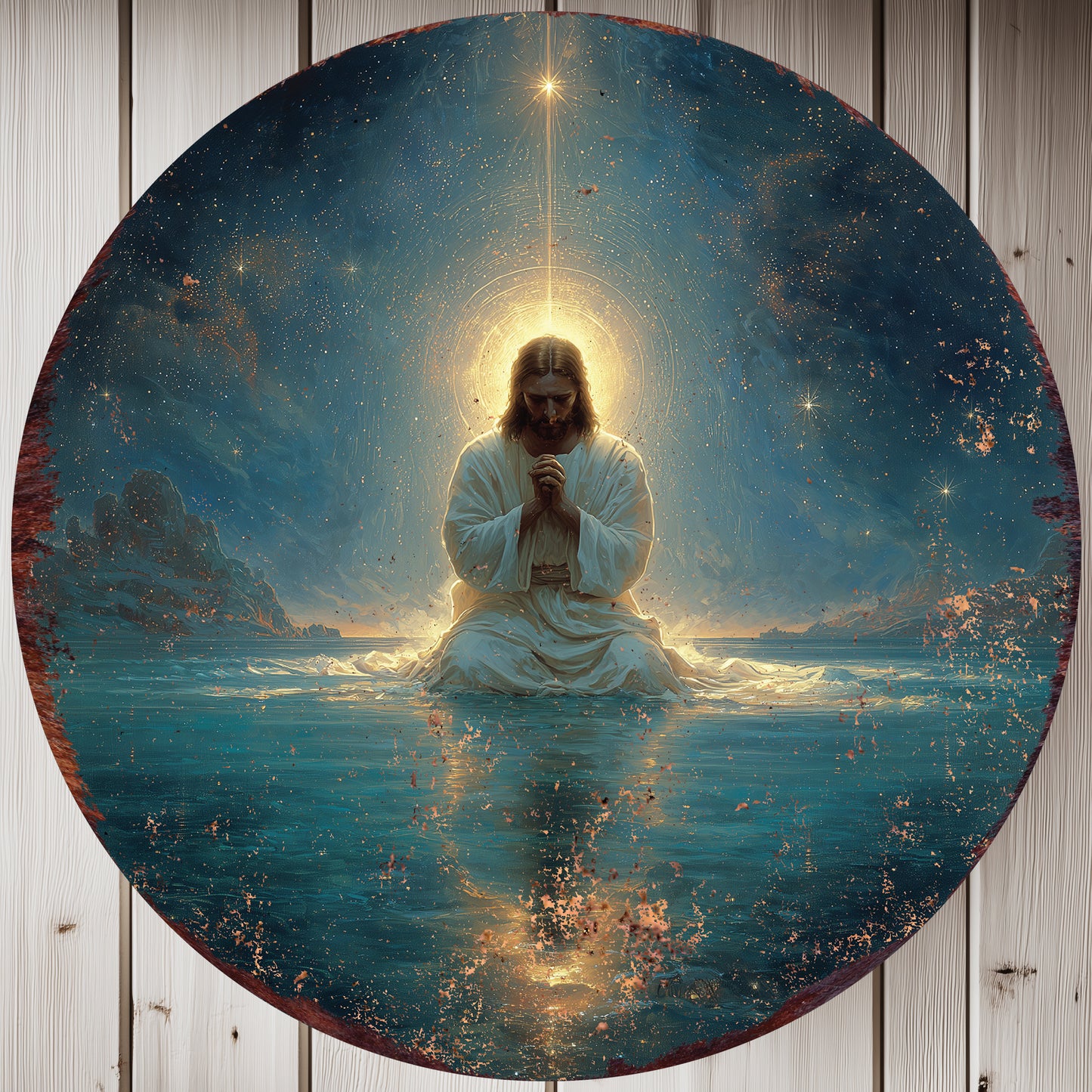 Enduring Faith Rustic Christian Round Wall Sign | Spiritual Home Decor