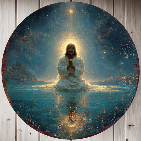 Enduring Faith Rustic Christian Round Wall Sign | Spiritual Home Decor