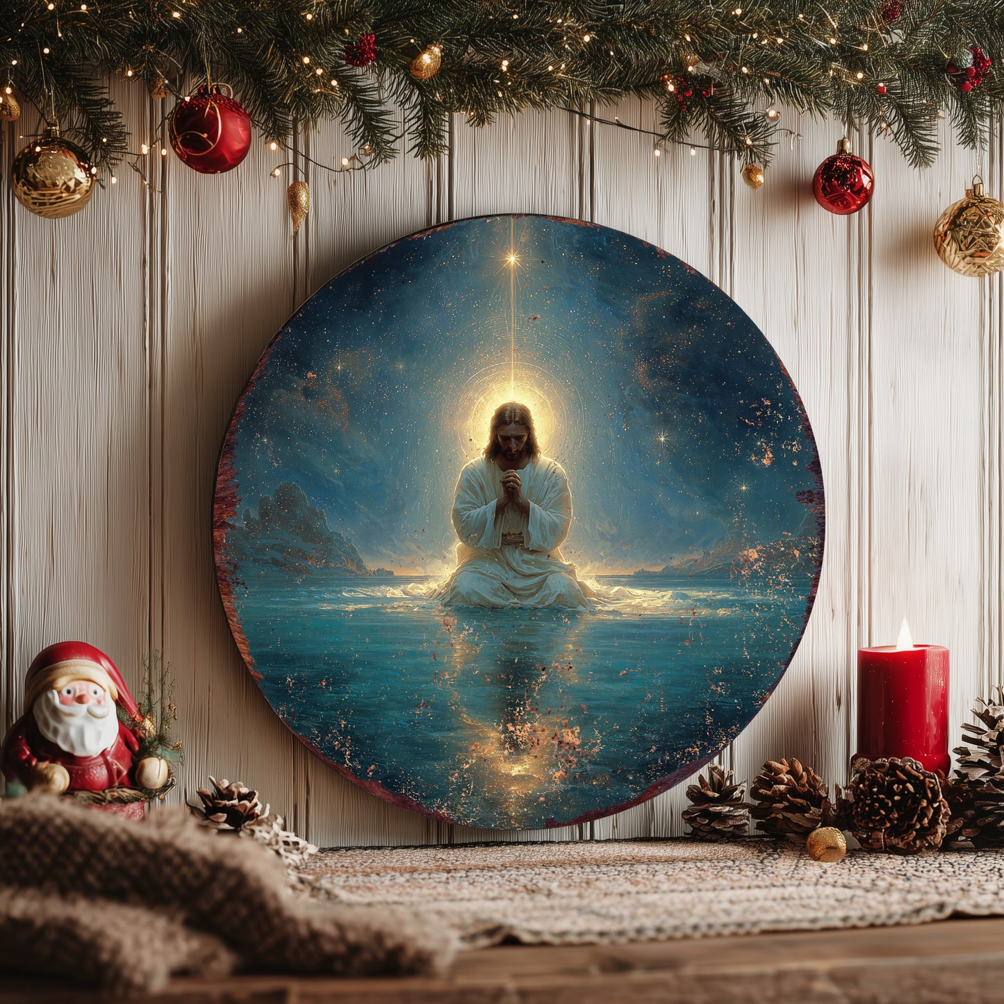 Enduring Faith Rustic Christian Round Wall Sign | Spiritual Home Decor