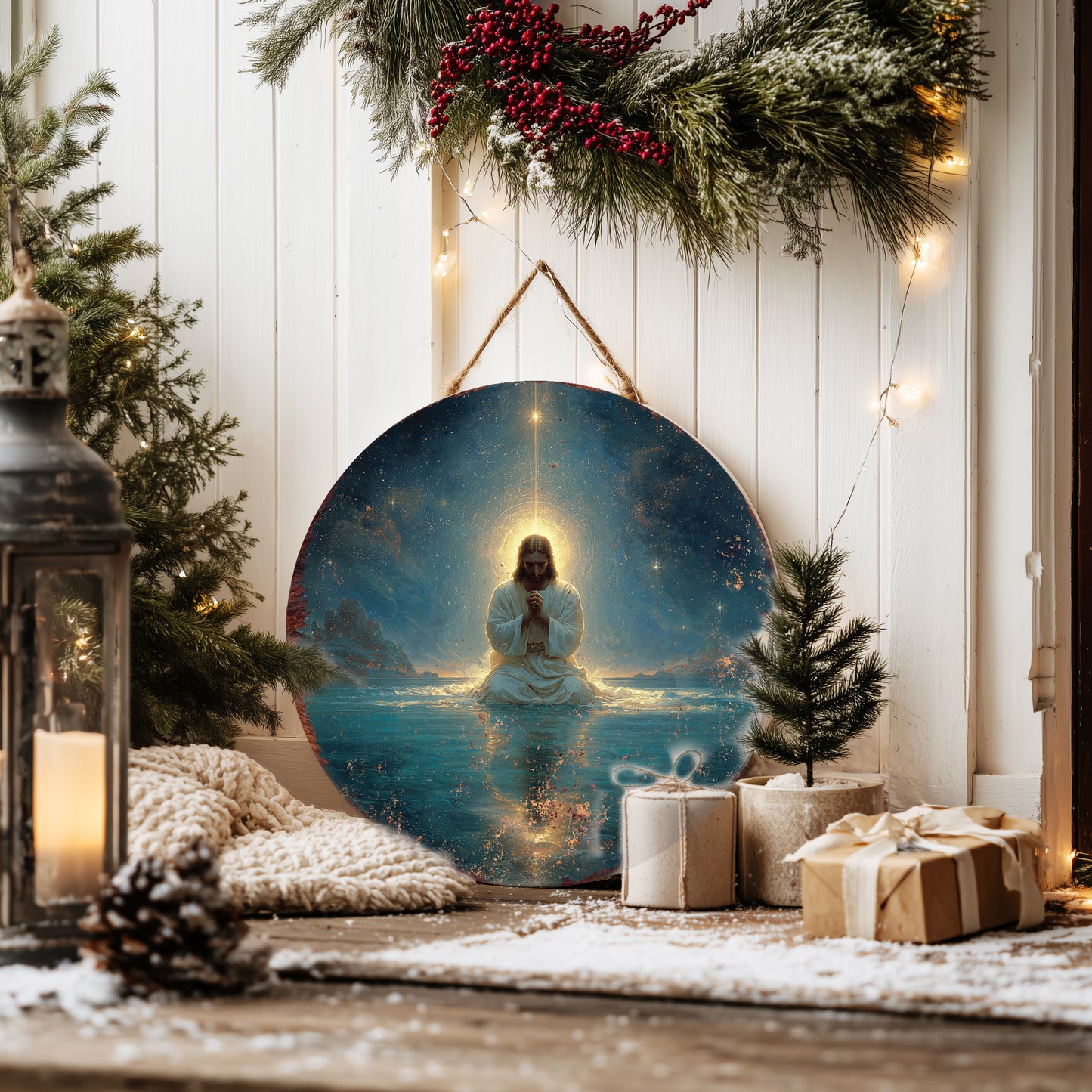 Enduring Faith Rustic Christian Round Wall Sign | Spiritual Home Decor