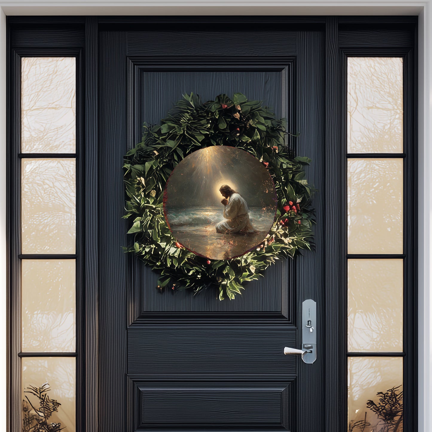 Timeless Rustic Jesus Pray Round Wall Sign | Christian Home Decor