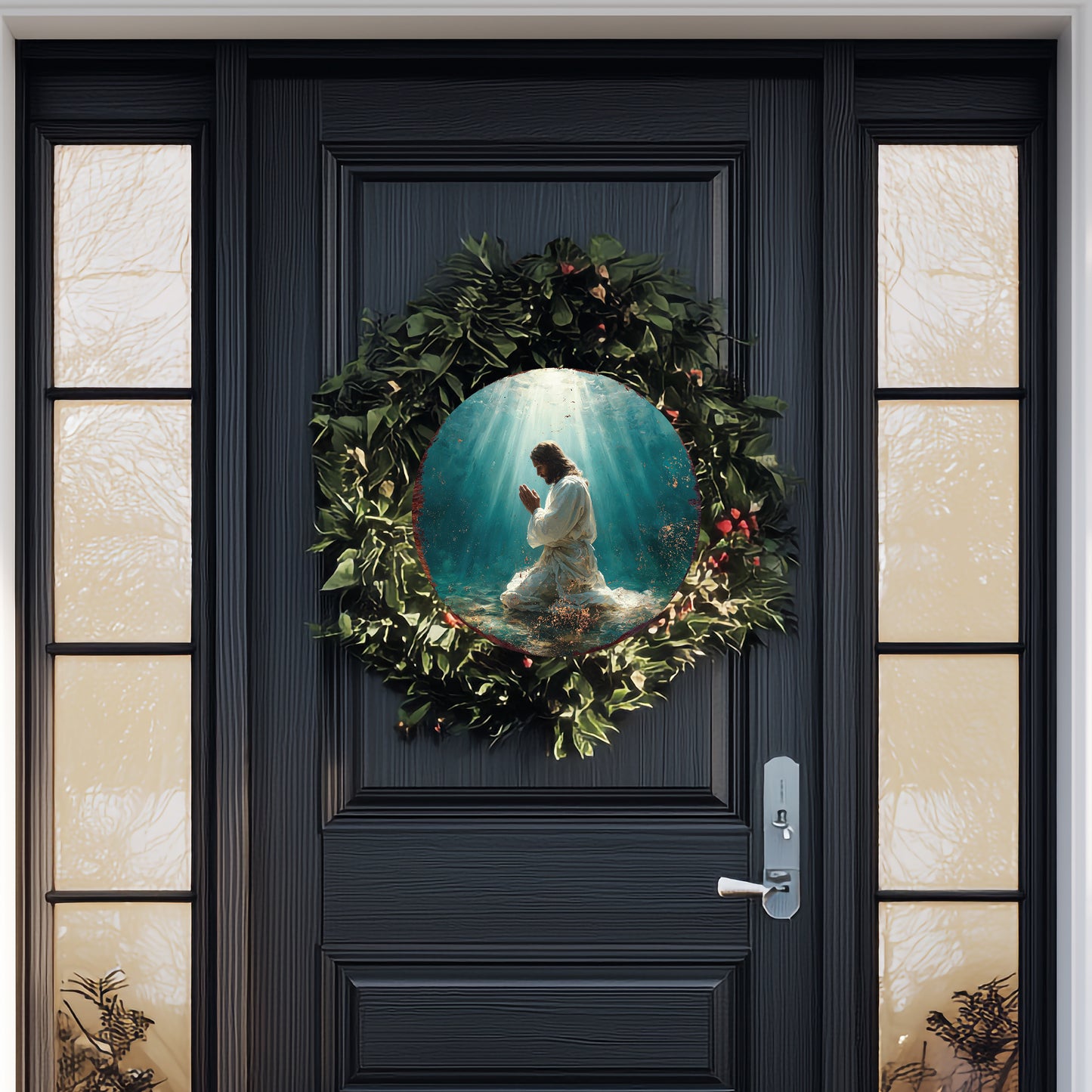 Rustic Jesus Pray Round Wall Art | Christian Home Decor