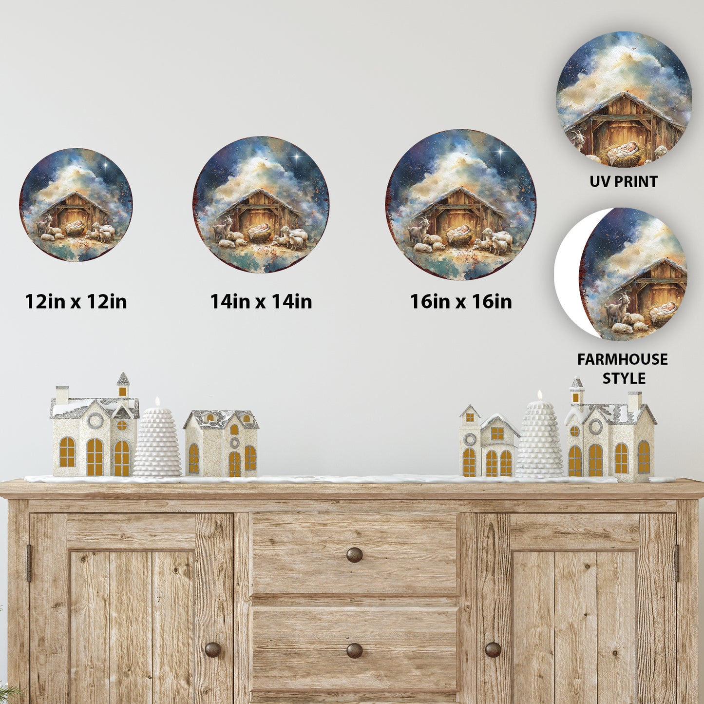 Rustic Nativity Round Wall Art | Christian Christmas Home Decor