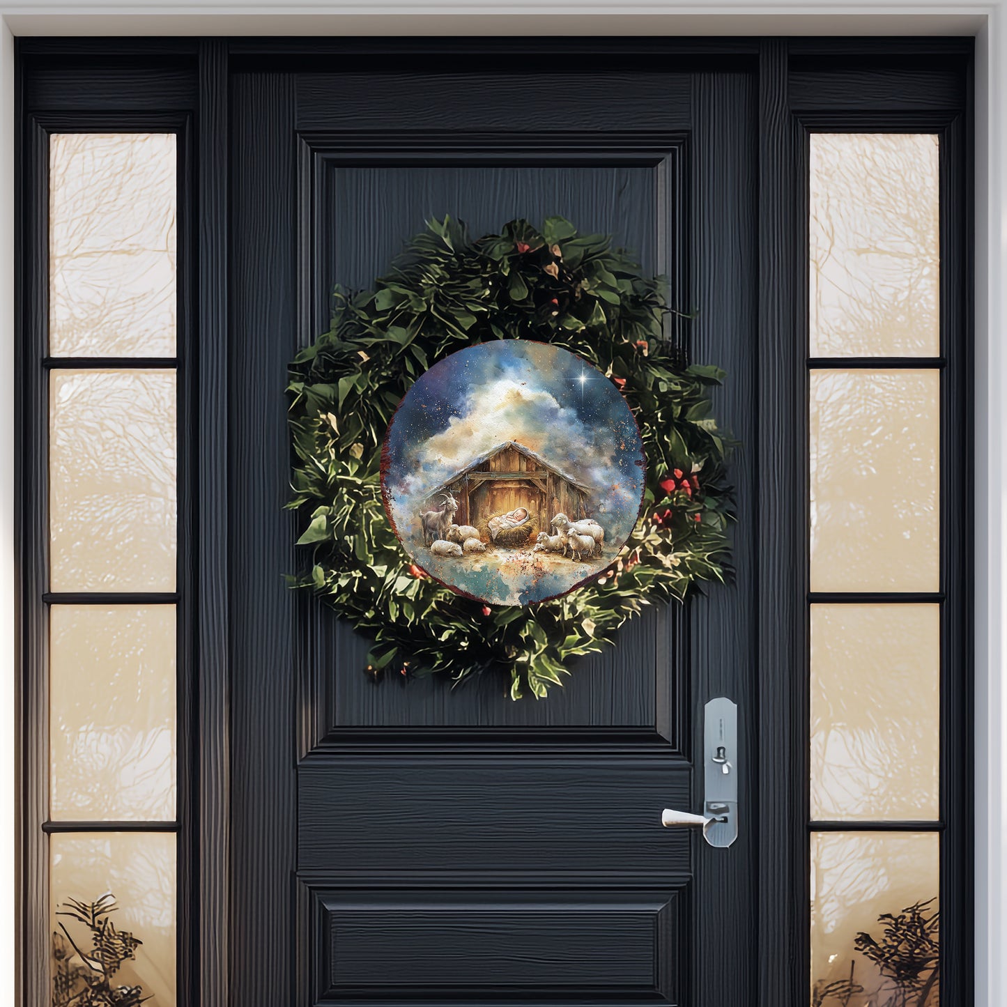 Rustic Nativity Round Wall Art | Christian Christmas Home Decor