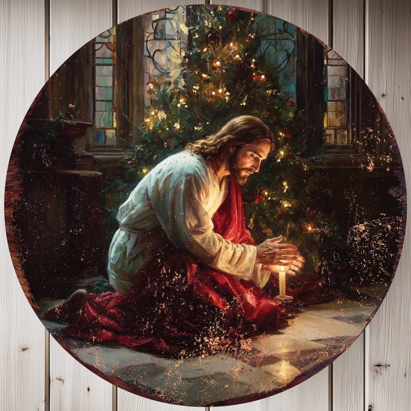 Christmas Christian Jesus Wall Art | Rustic Faith Home Decor