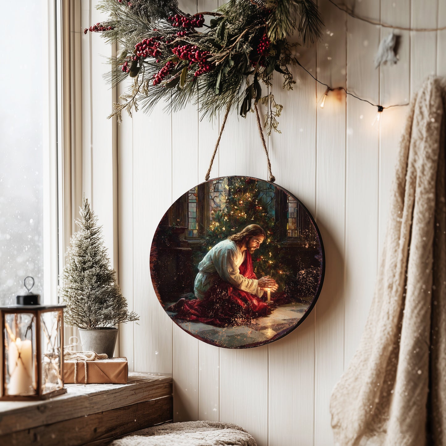 Christmas Christian Jesus Wall Art | Rustic Faith Home Decor