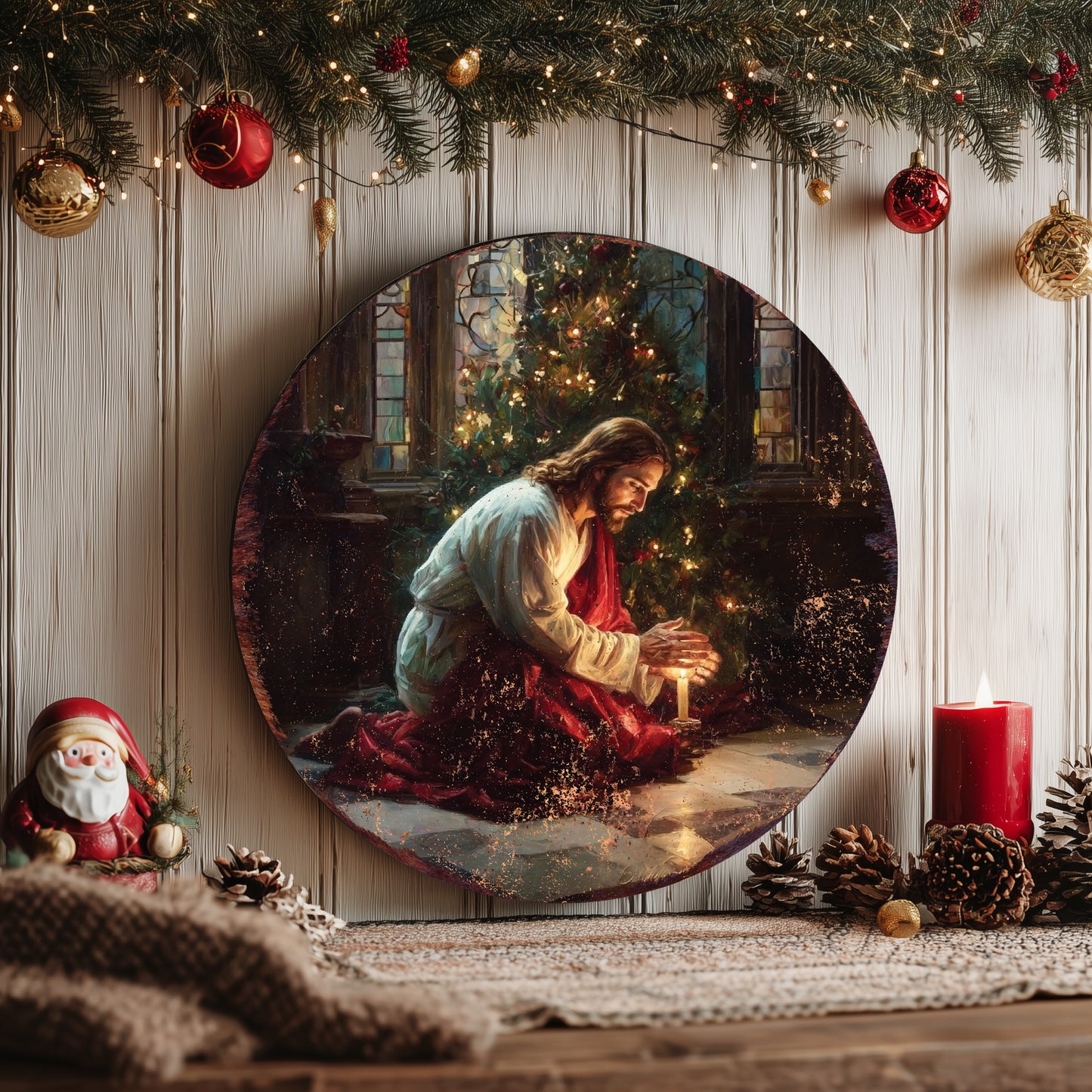 Christmas Christian Jesus Wall Art | Rustic Faith Home Decor