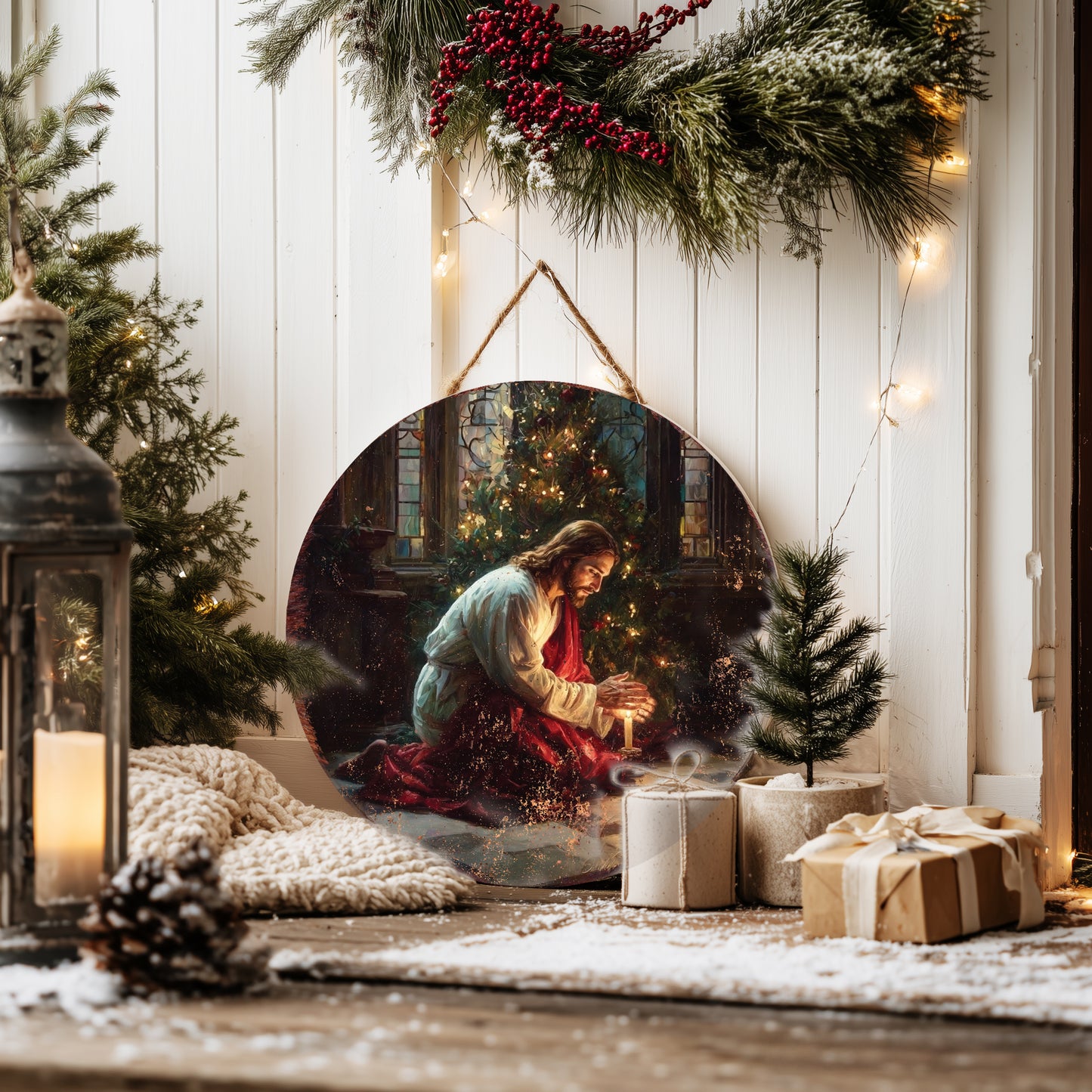 Christmas Christian Jesus Wall Art | Rustic Faith Home Decor