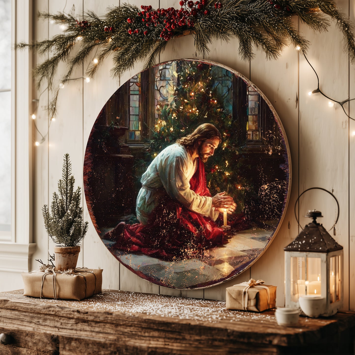 Christmas Christian Jesus Wall Art | Rustic Faith Home Decor