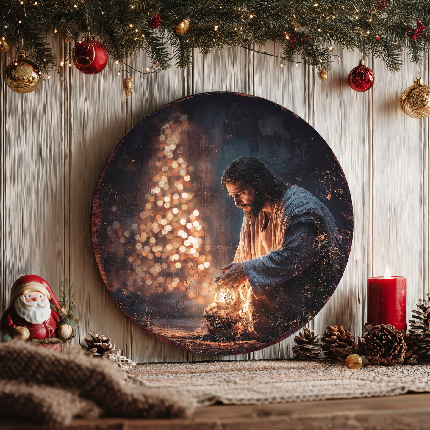 Rustic Christmas Jesus Wall Art | Christian Faith Home Decor