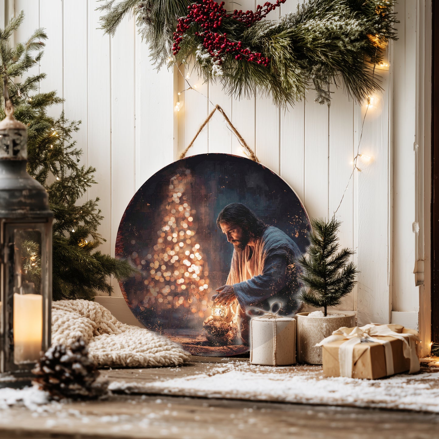 Rustic Christmas Jesus Wall Art | Christian Faith Home Decor