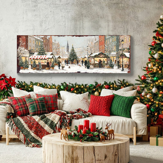 Cozy Christmas Market Wall Sign | Farmhouse Holiday Entryway Decor