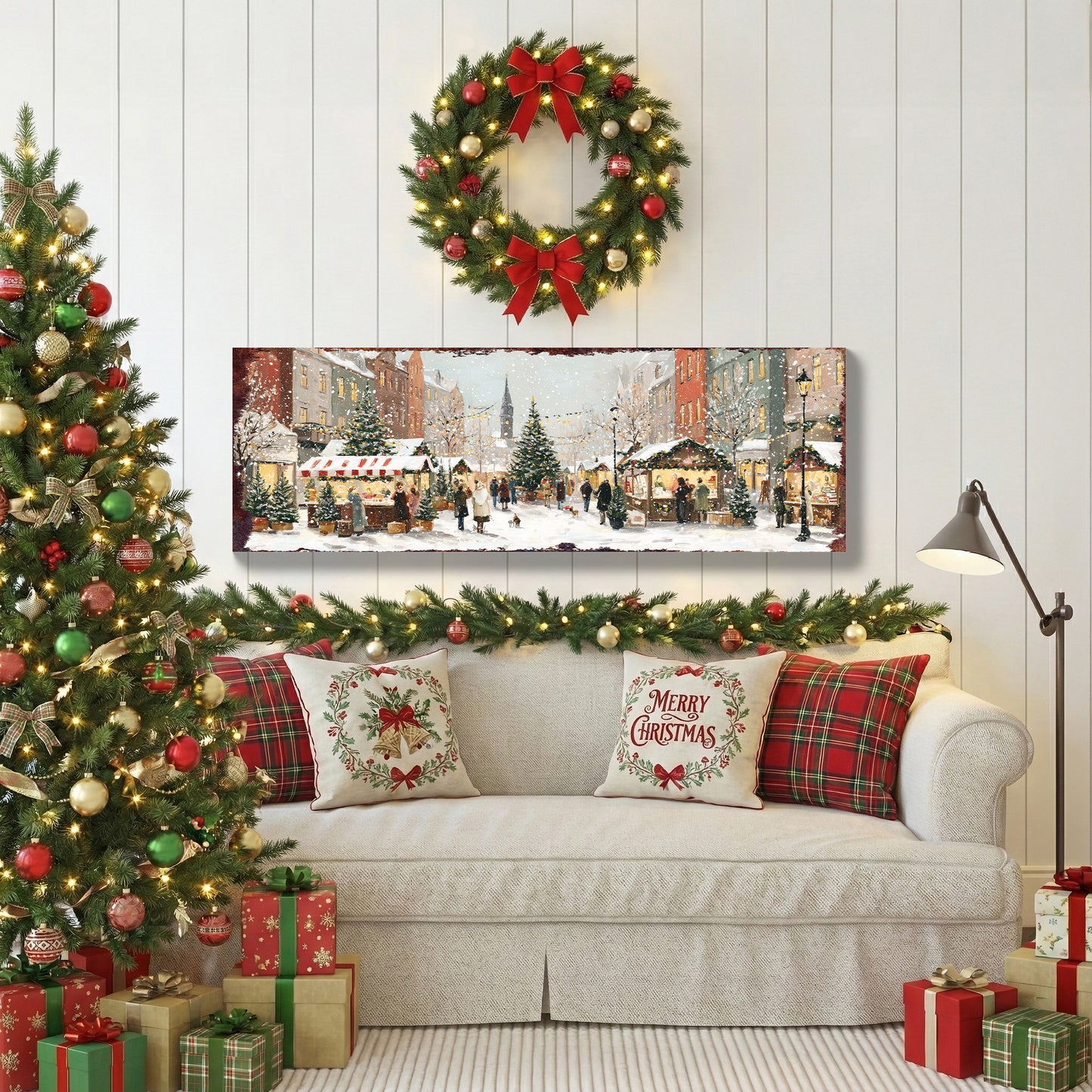 Cozy Christmas Market Wall Sign | Farmhouse Holiday Entryway Decor