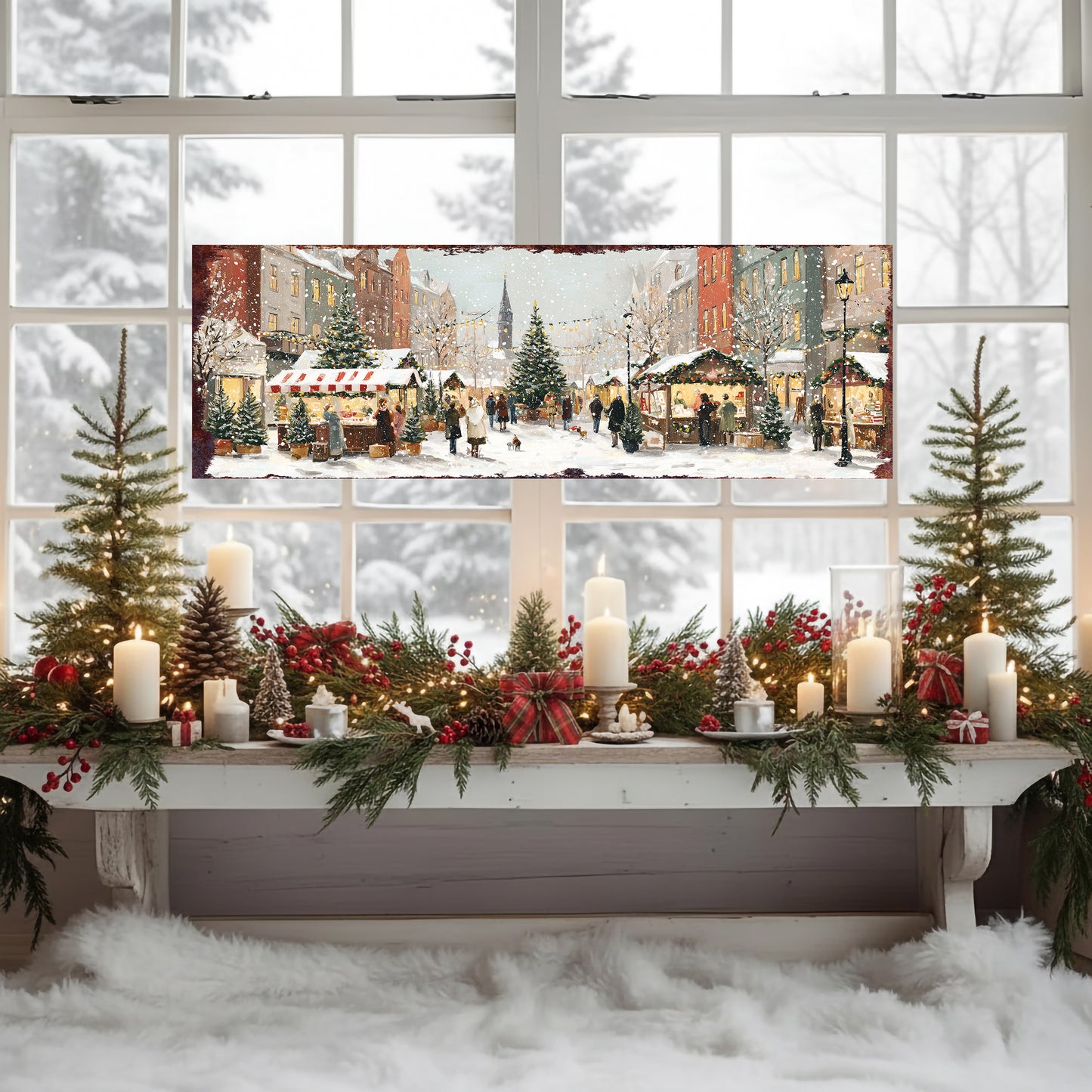 Cozy Christmas Market Wall Sign | Farmhouse Holiday Entryway Decor