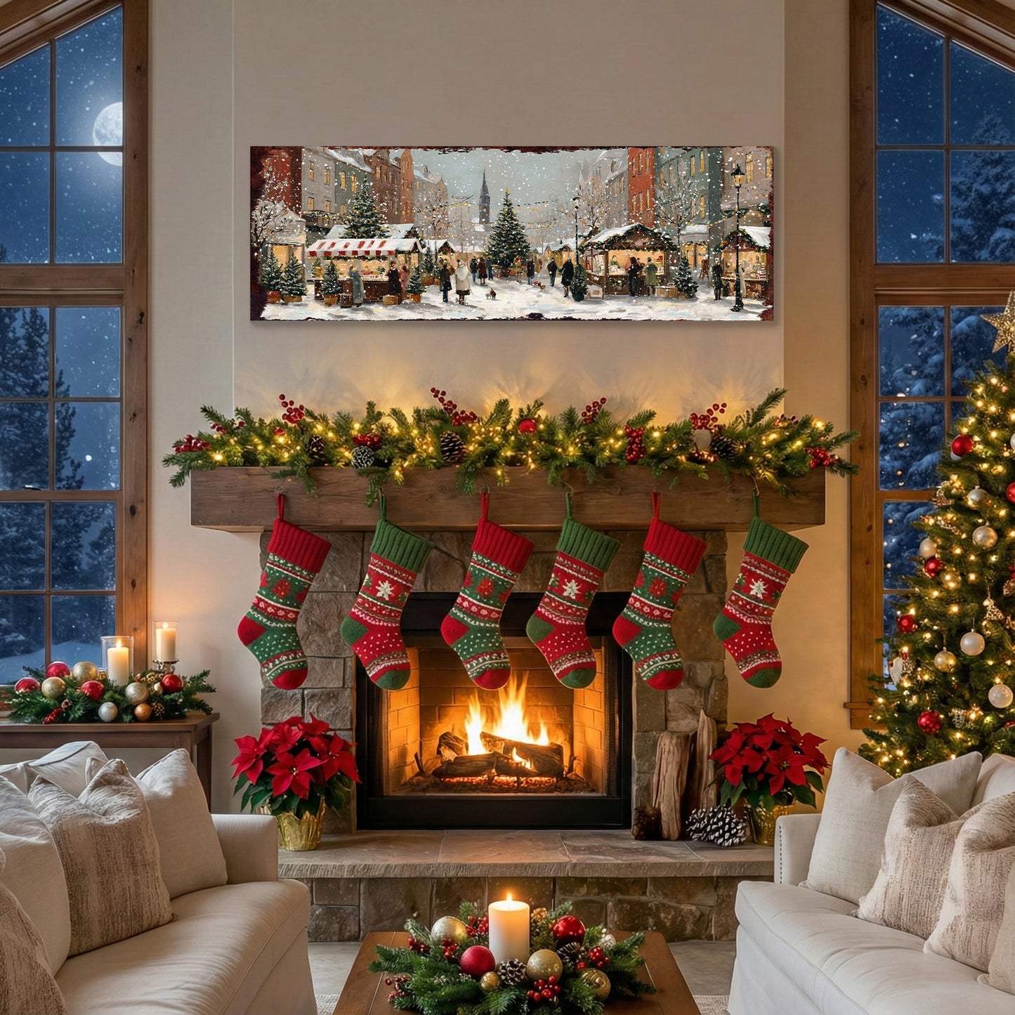 Cozy Christmas Market Wall Sign | Farmhouse Holiday Entryway Decor