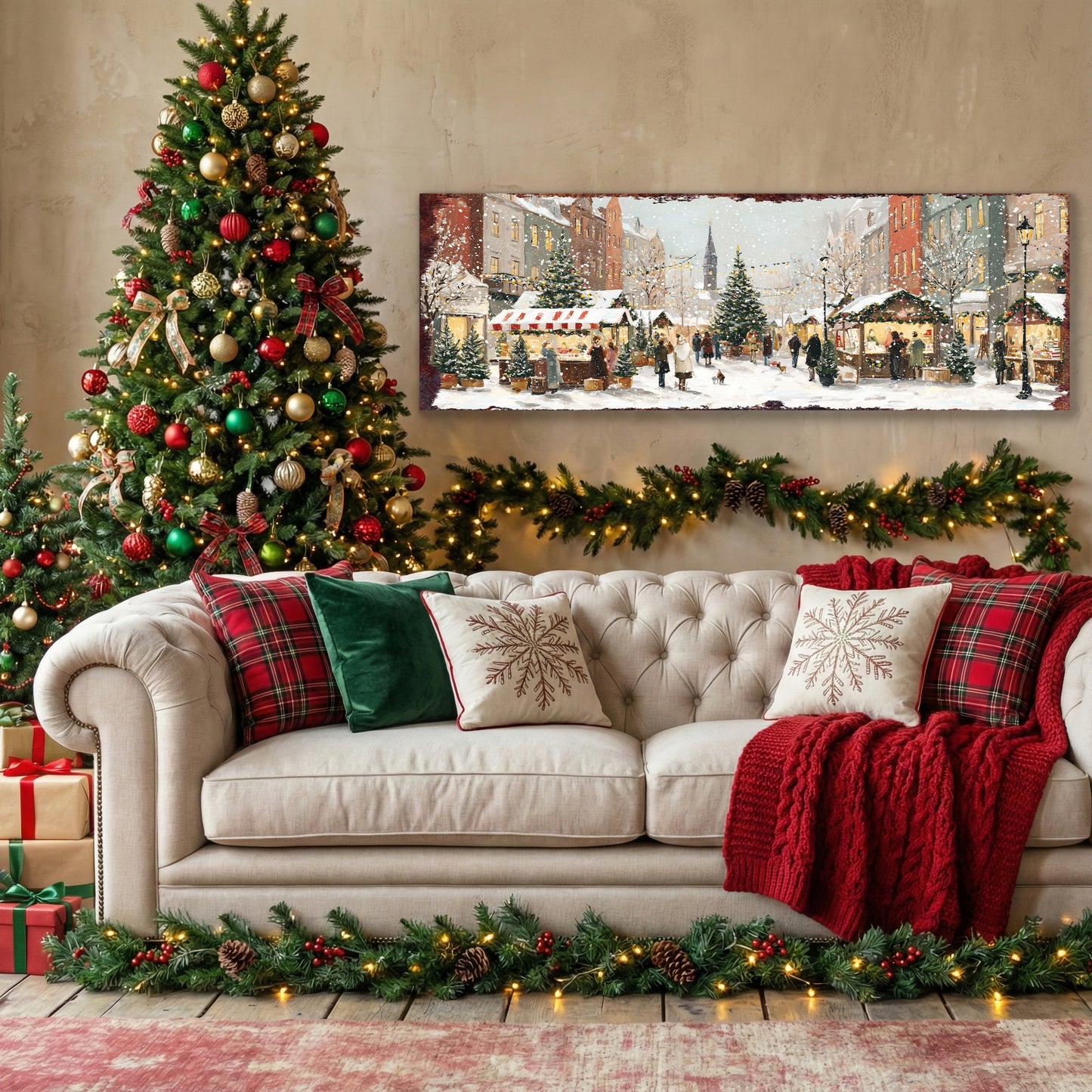 Cozy Christmas Market Wall Sign | Farmhouse Holiday Entryway Decor