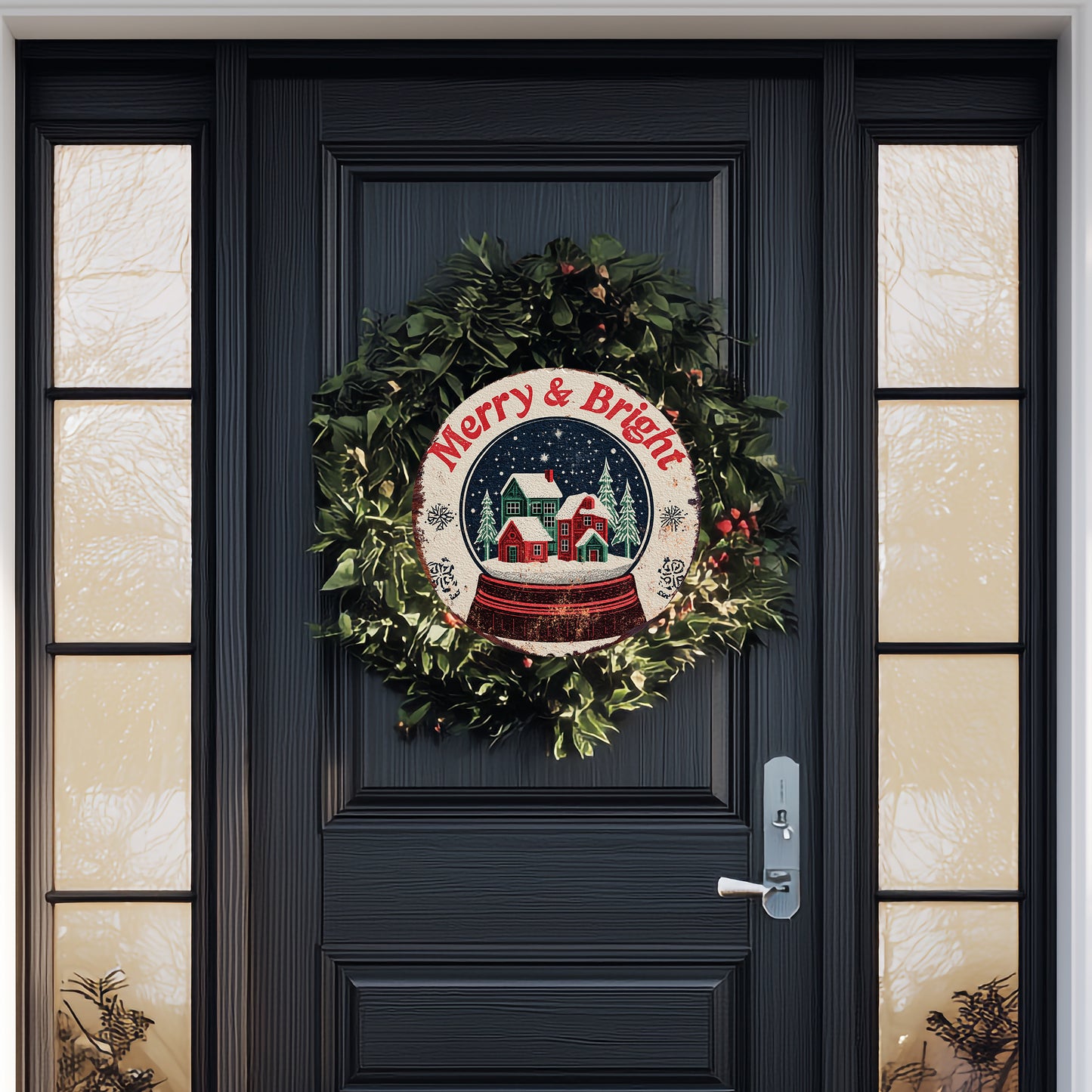 Farmhouse Merry Bright Christmas Round Wall Sign | Winter Holiday Decor