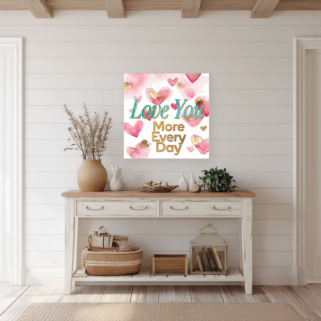 Romantic Valentine Canvas Wall Art | "Love You More Every Day" Decor