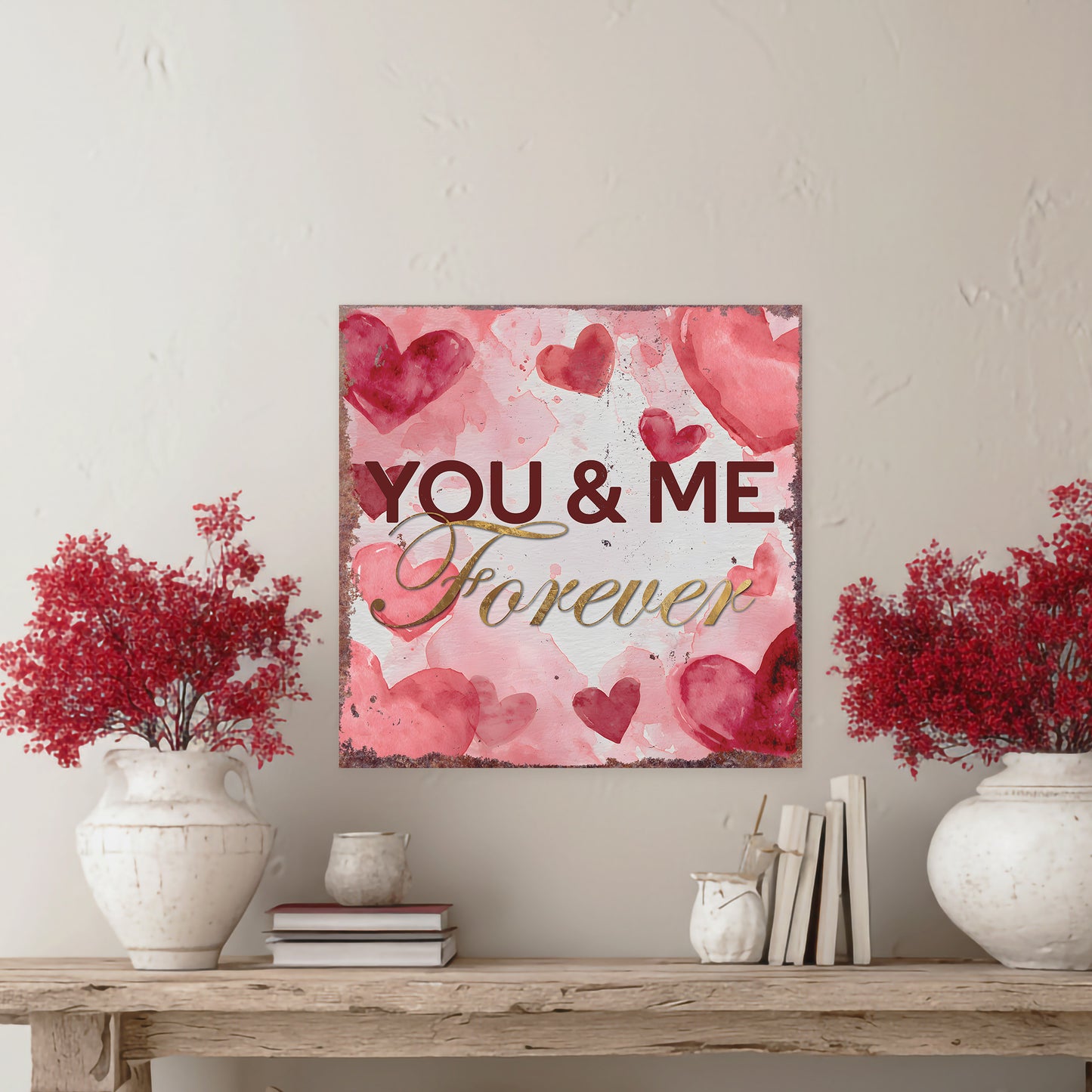 Valentine's Day Forever Love Rustic Wall Art Canvas