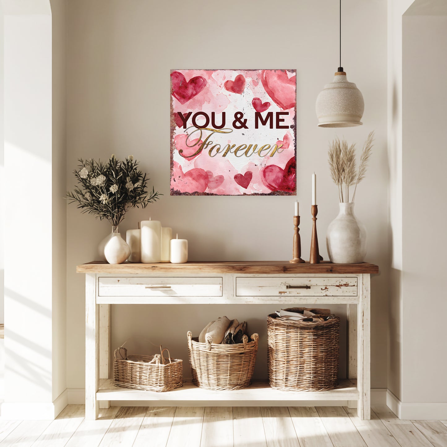 Valentine's Day Forever Love Rustic Wall Art Canvas