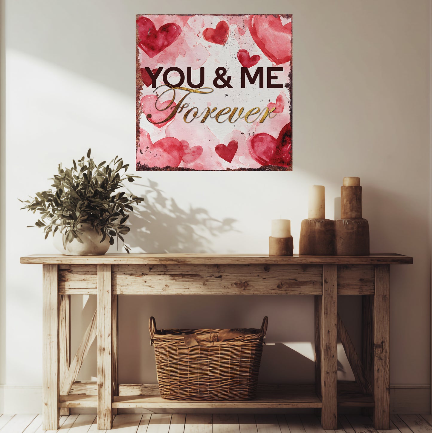 Valentine's Day Forever Love Rustic Wall Art Canvas