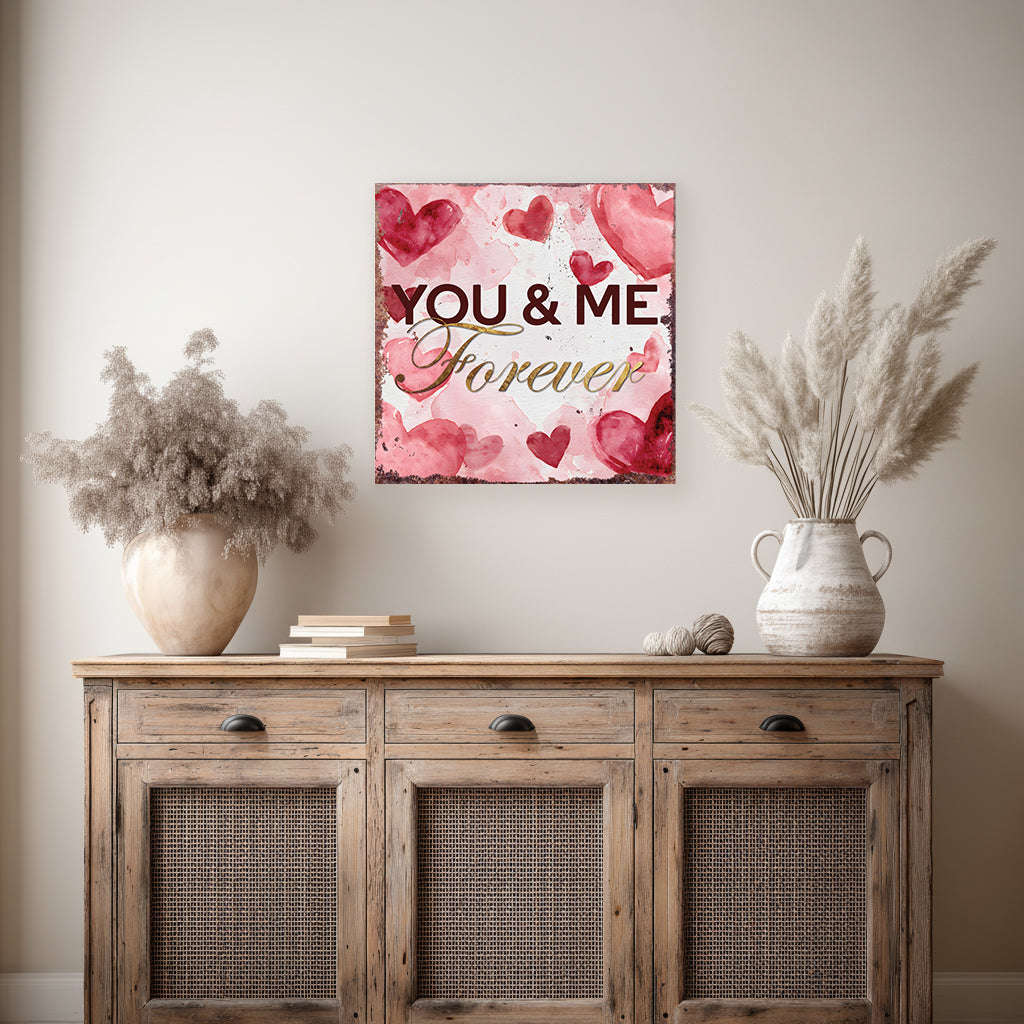 Valentine's Day Forever Love Rustic Wall Art Canvas