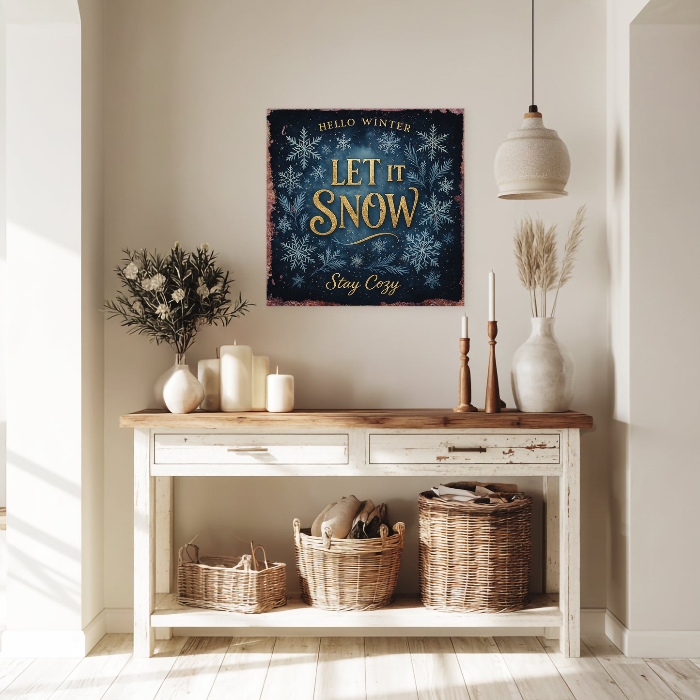 Cozy Winter "Let It Snow" Canvas Wall Art | Festive Home Decor