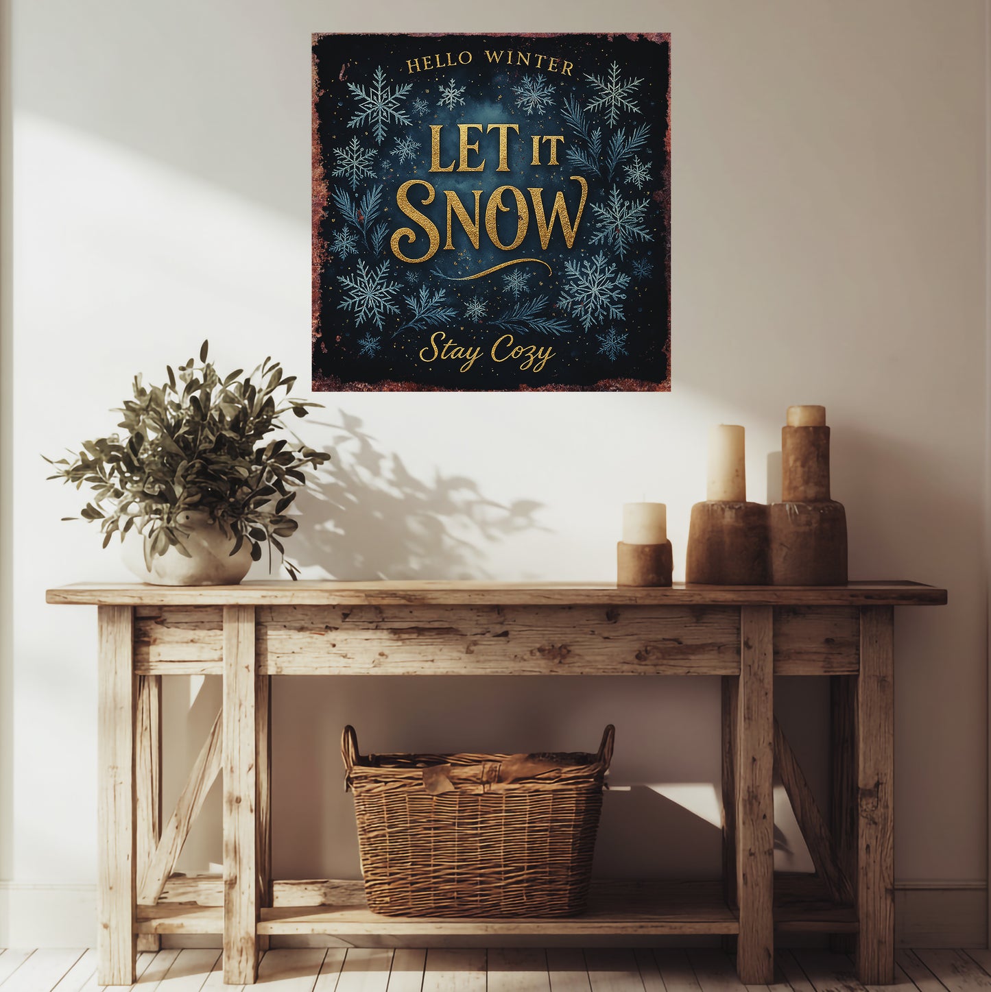 Cozy Winter "Let It Snow" Canvas Wall Art | Festive Home Decor