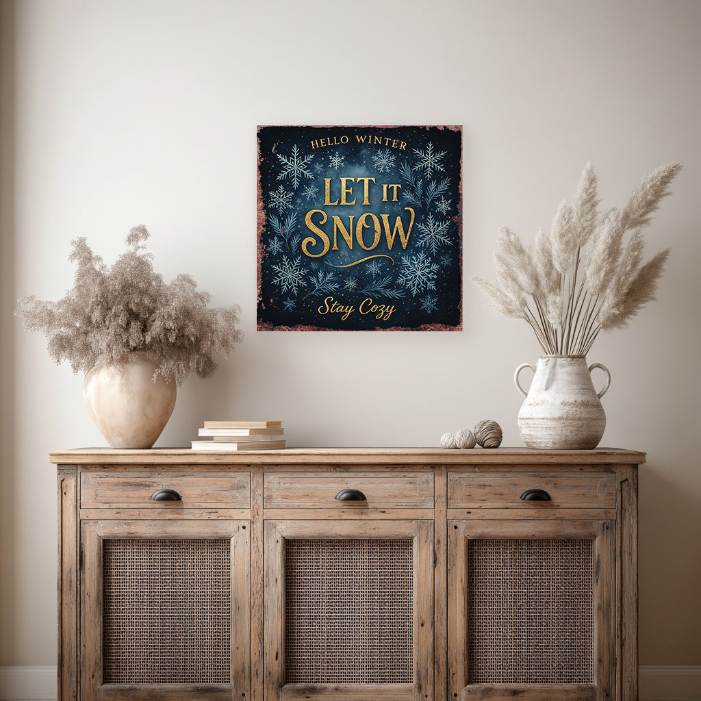 Cozy Winter "Let It Snow" Canvas Wall Art | Festive Home Decor