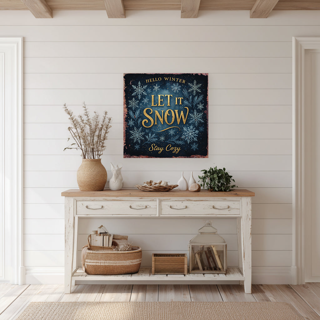 Cozy Winter "Let It Snow" Canvas Wall Art | Festive Home Decor