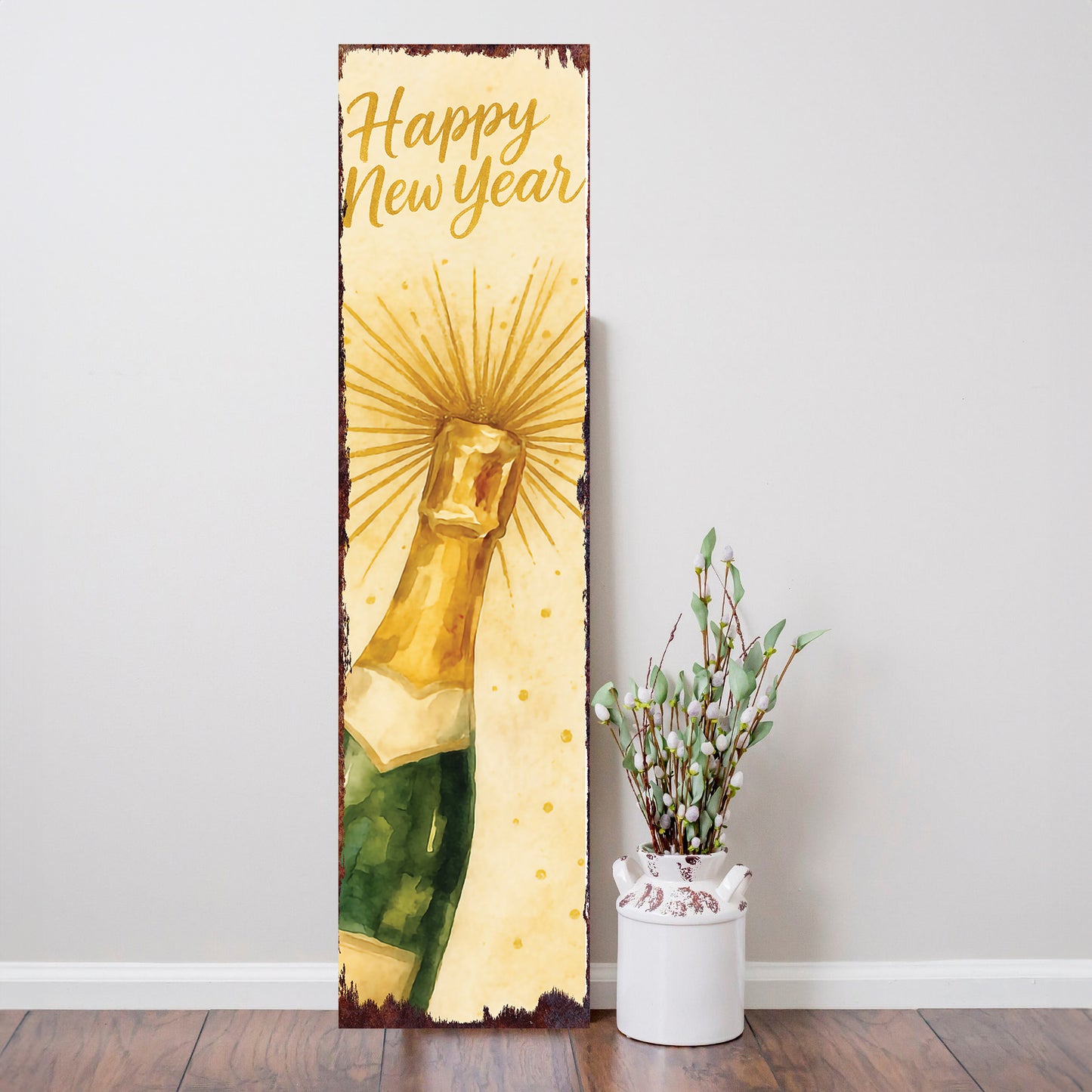 New Year Wooden Porch Sign - Elegant Festive Welcome Decor