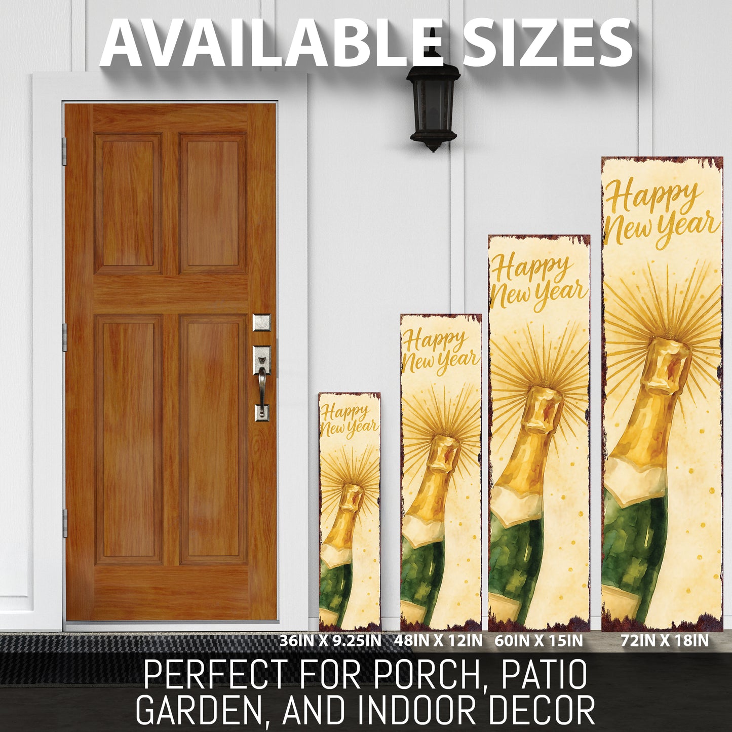 New Year Wooden Porch Sign - Elegant Festive Welcome Decor