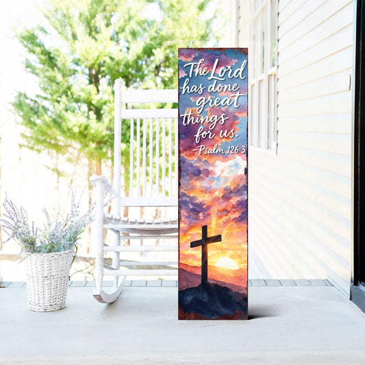 Elegant Easter Blessings Porch Sign | Wooden Spring Welcome Decor