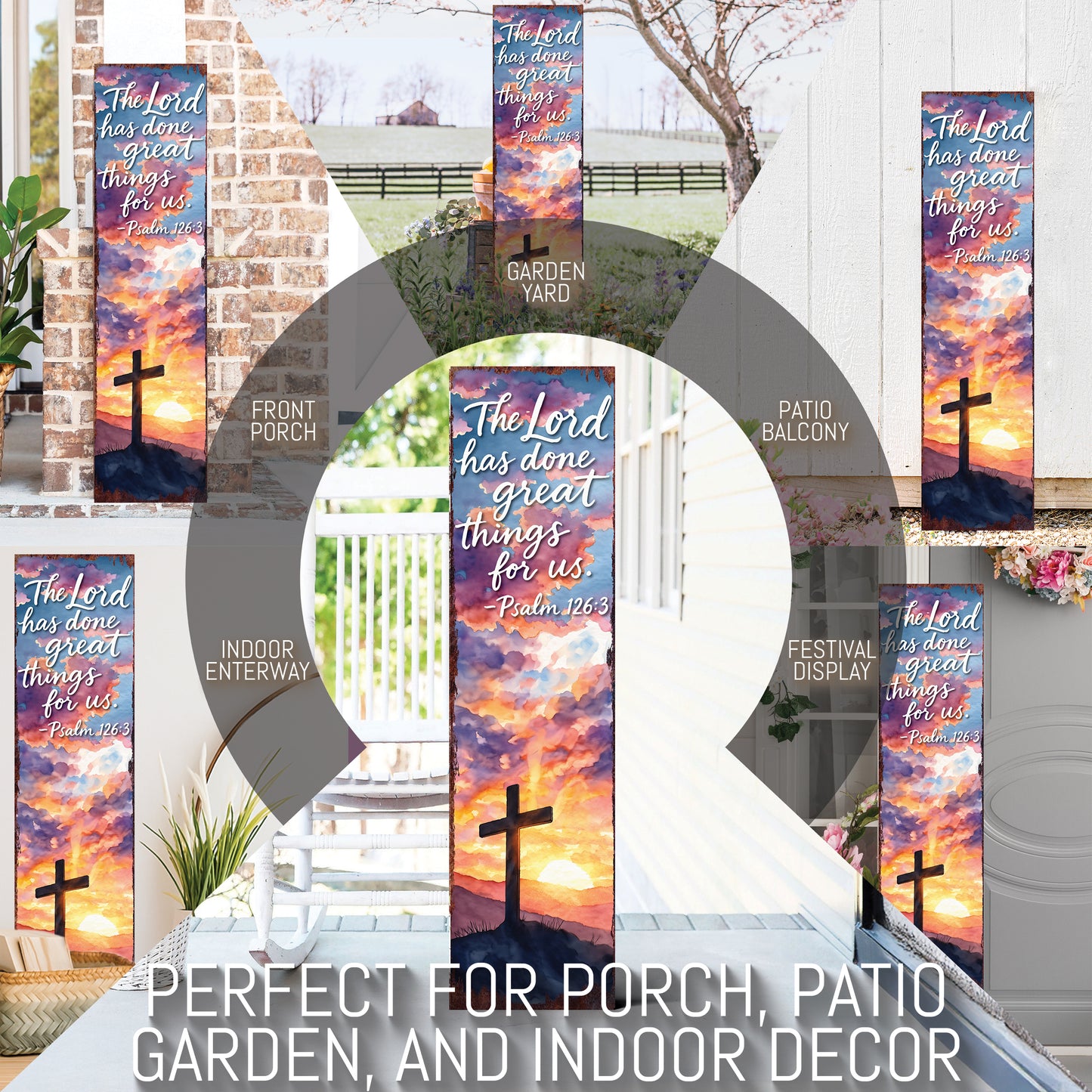 Elegant Easter Blessings Porch Sign | Wooden Spring Welcome Decor