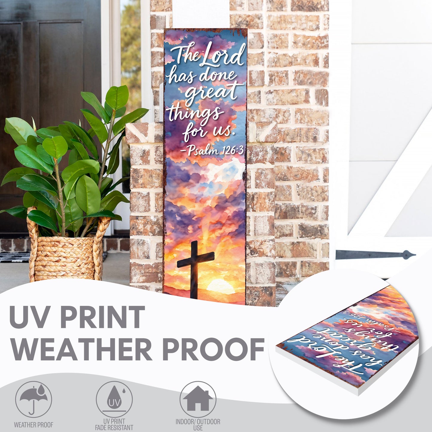 Elegant Easter Blessings Porch Sign | Wooden Spring Welcome Decor