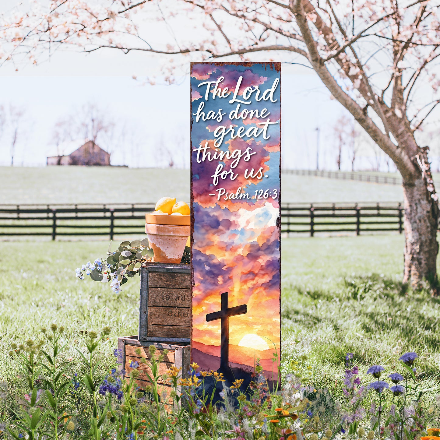 Elegant Easter Blessings Porch Sign | Wooden Spring Welcome Decor